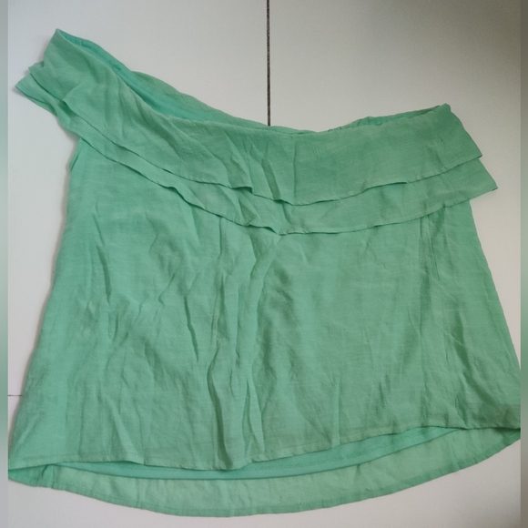 🆕 Lane Bryant Mint Green One shoulder plus size ruffle spring vacation top_22 - Picture 1 of 8